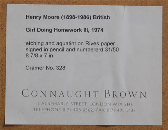 § Henry Moore (1898-1986) Girl doing homework III, 1974, 10 x 8in.